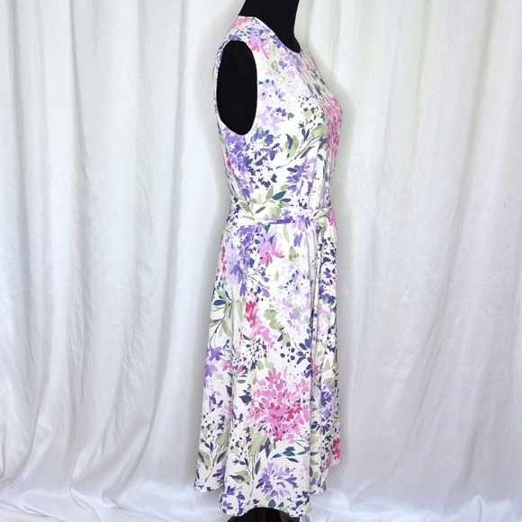 Lauren Ralph Lauren Floral Belted Bubble Crepe Dress - Size 4 - Picture 6 of 14